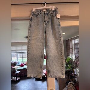 NWT Free People Size 25 Deep Trance Mid Rise Dropped Boyfriend Jeans Light Blue